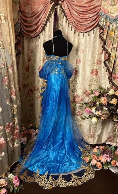 Luxury Mermaid Spaghetti Strap Prom Dress Tulle Crystals Sequins Beaded Evening Gowns AP2768