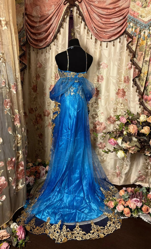 Luxury Mermaid Spaghetti Strap Prom Dress Tulle Crystals Sequins Beaded Evening Gowns AP2768