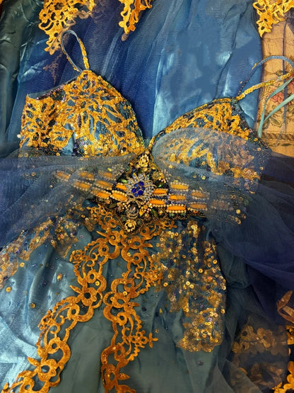 Luxury Mermaid Spaghetti Strap Prom Dress Tulle Crystals Sequins Beaded Evening Gowns AP2768