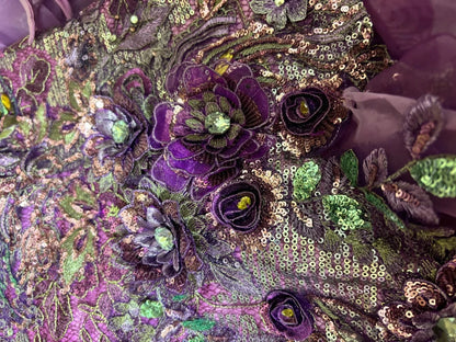 Elegant Strapless Ruffled Mermaid Evening Gowns Appliques Sequins Beaded Purple Prom Dress AP2770