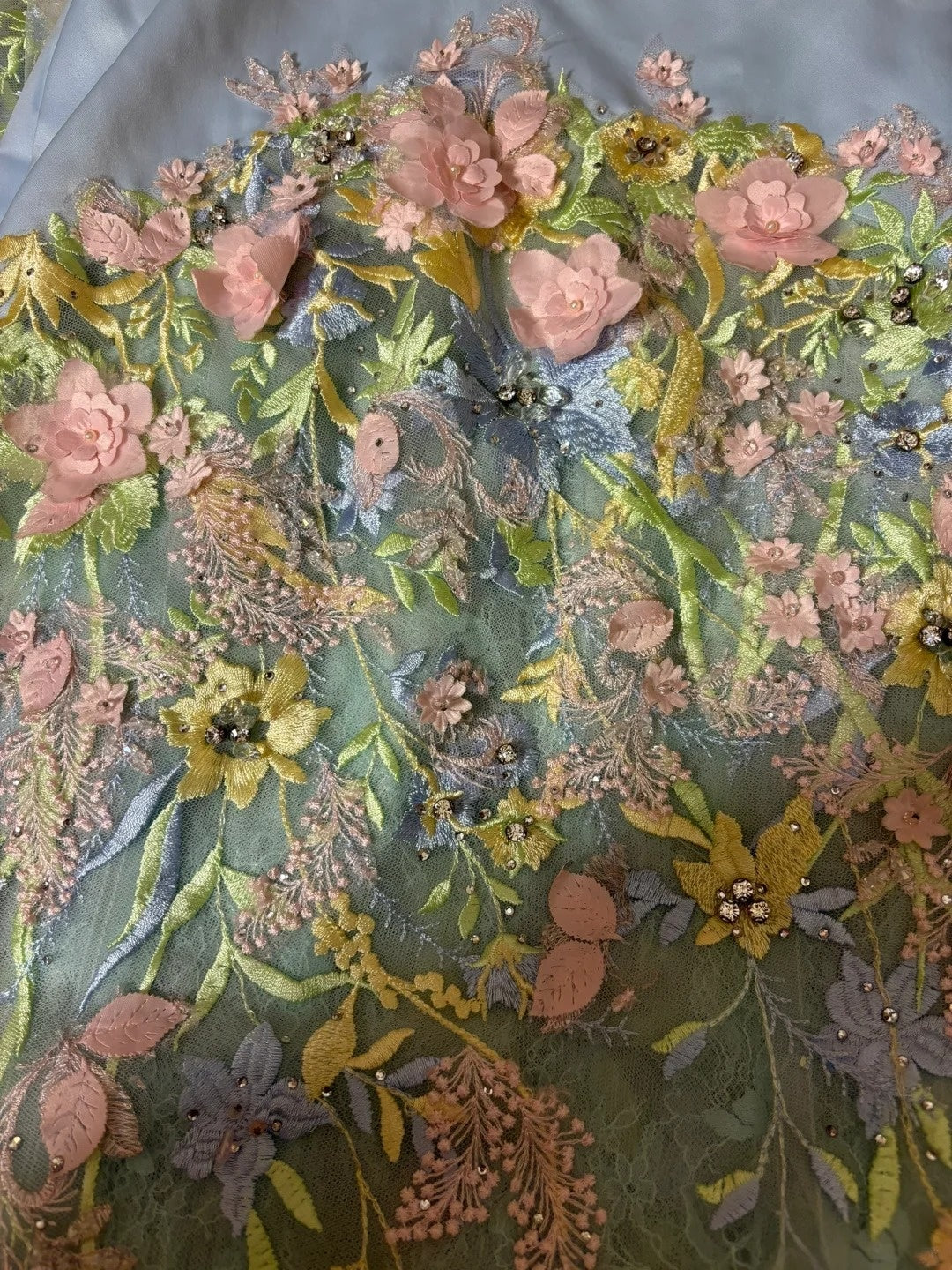 Artistic Strapless Mermaid Evening Gowns Beaded Appliques Crystals Tulle Prom Dress AP2777