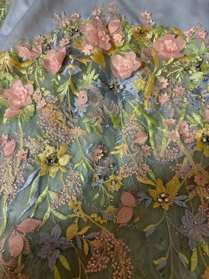 Artistic Strapless Mermaid Evening Gowns Beaded Appliques Crystals Tulle Prom Dress AP2777