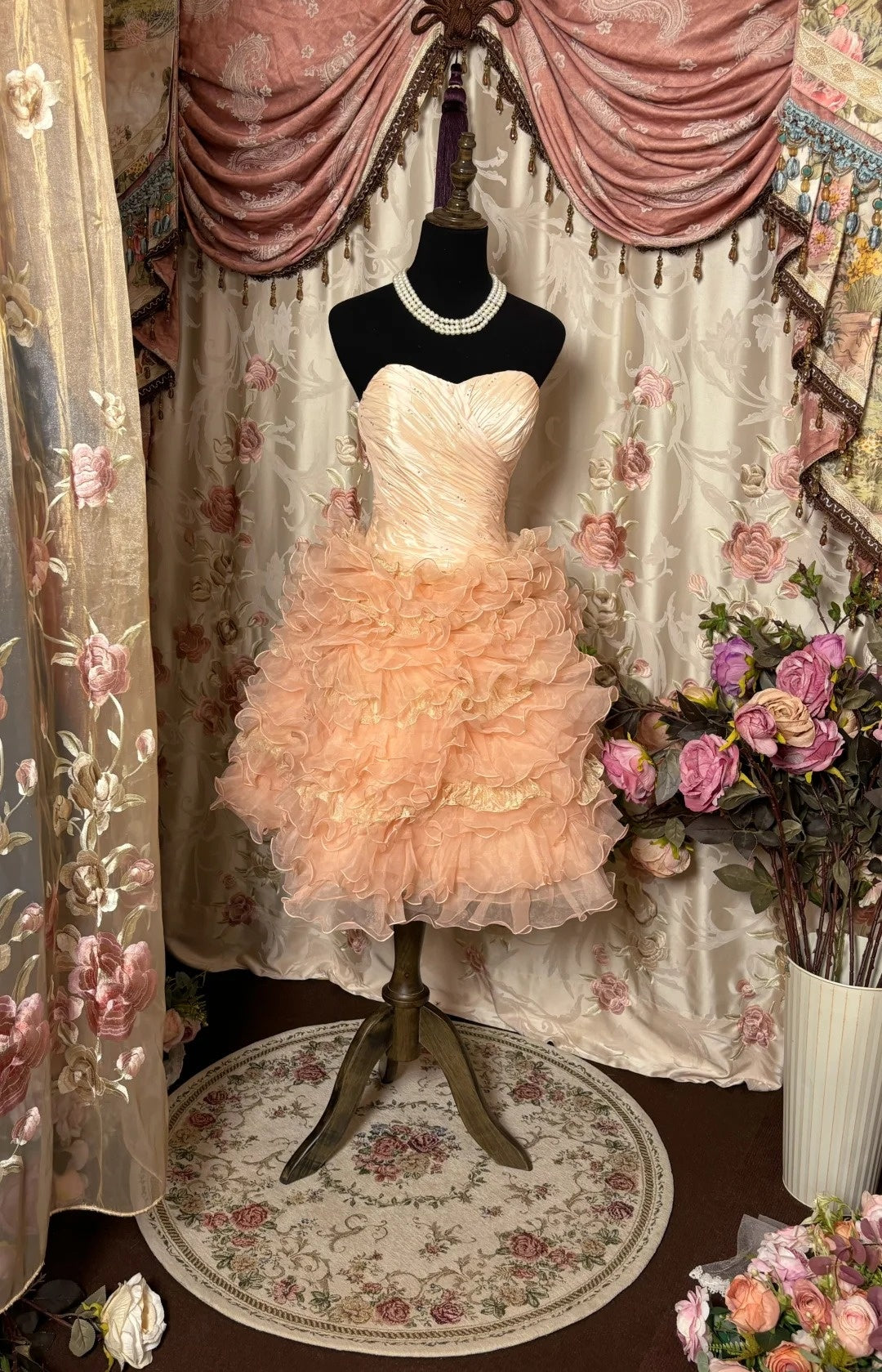 Simple Strapless A-Line Birthday Outfits Ruffles Tulle Homecoming Dress AP2779