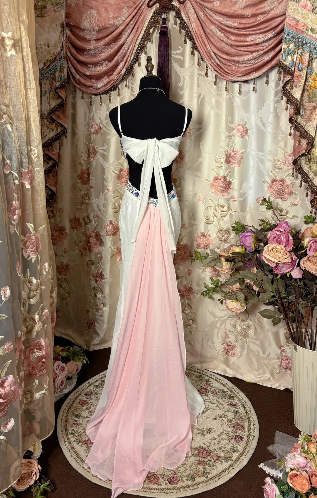 Glam Mermaid Spaghetti Strap Prom Dress Rhinestone Sequins Beaded Cutout Formal Dresses AP2785