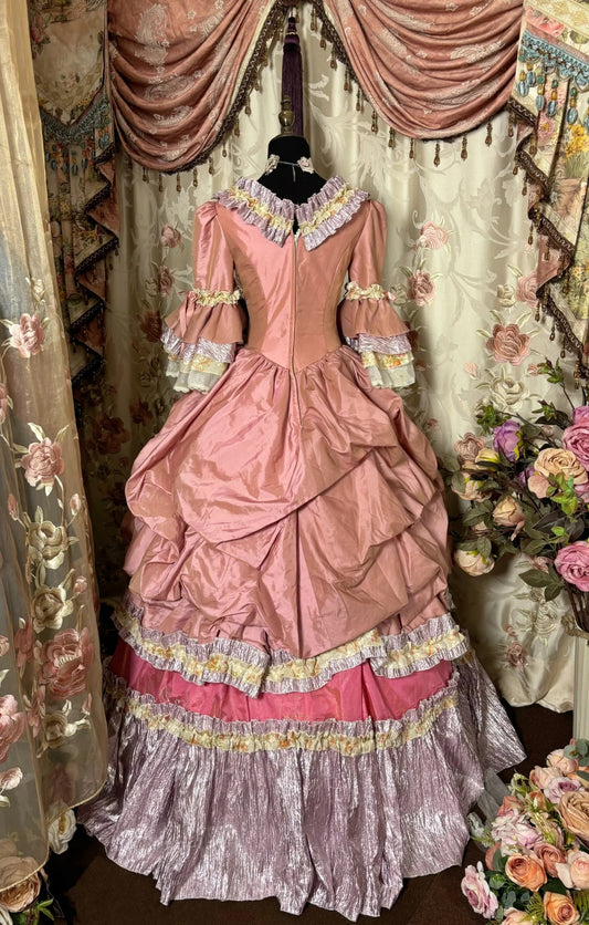 Dramatic Square Neck A-Line Evening Gowns Ruffles Floral Print Long Sleeve Prom Dress AP2787