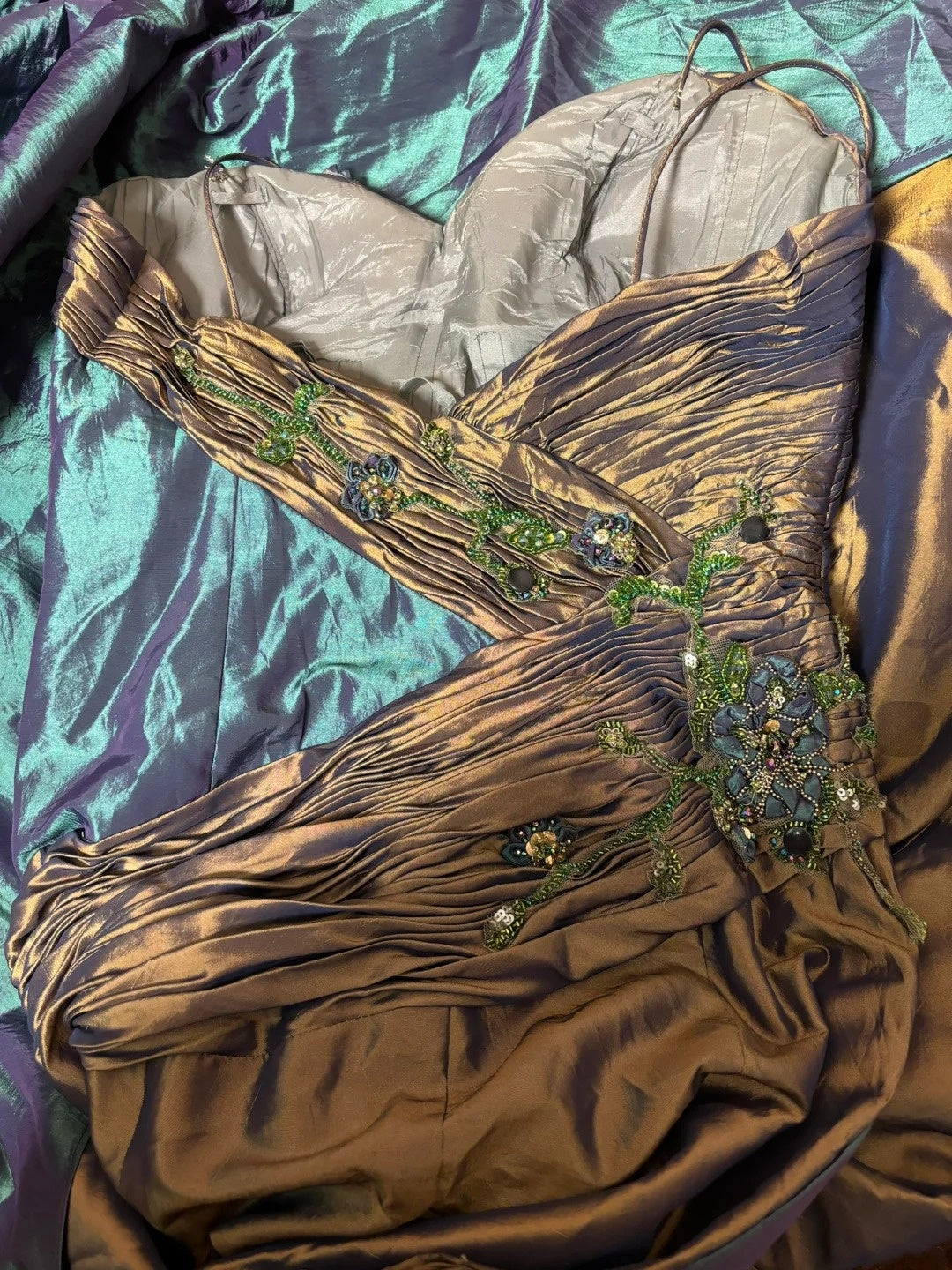 Fashionable Mermaid Spaghetti Strap Prom Dress Appliques Sequins Beaded Handmade Flowers Backless Formal Dresses AP2791