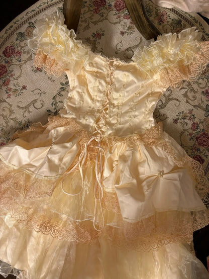 Charming Off-Shoulder A-Line Birthday Dresses Lace Ruffled Homecoming Dress AP2793