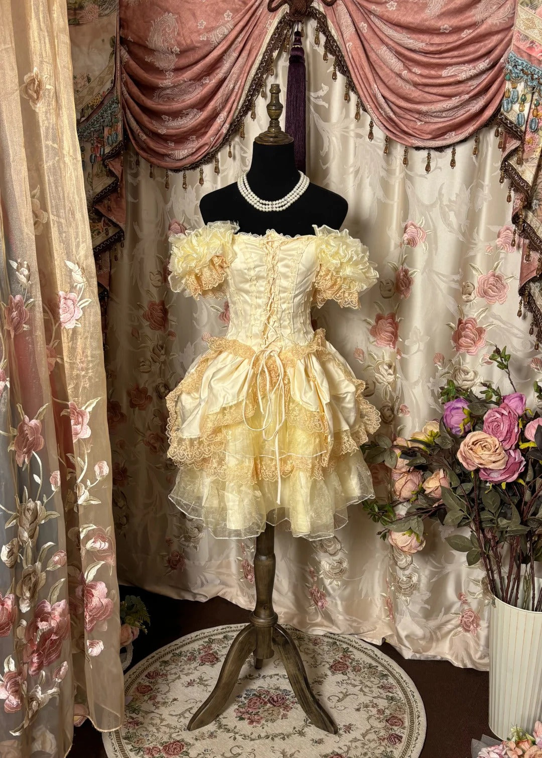 Charming Off-Shoulder A-Line Birthday Dresses Lace Ruffled Homecoming Dress AP2793