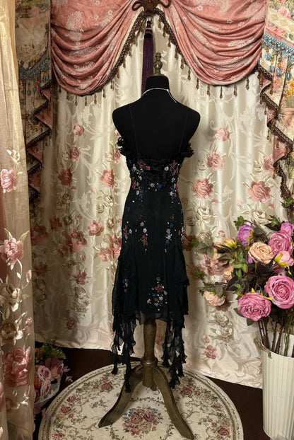 Glittering Spaghetti Straps Sheath Birthday Dresses Sequins Crystals  Beading Black Homecoming Dress AP2812