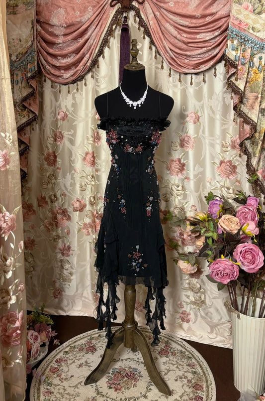 Glittering Spaghetti Straps Sheath Birthday Dresses Sequins Crystals  Beading Black Homecoming Dress AP2812