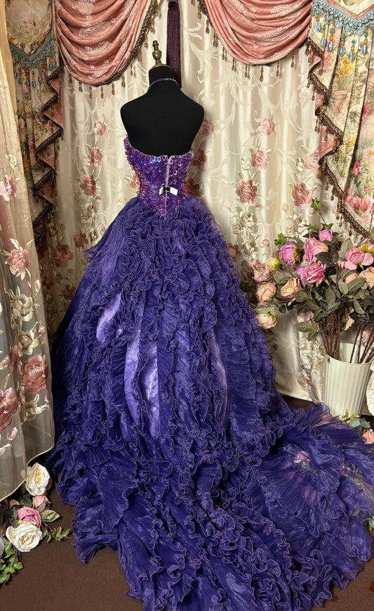 Luxurious A-Line Strapless Sweet 16th Sequins Beaded Prom Dress AP2822