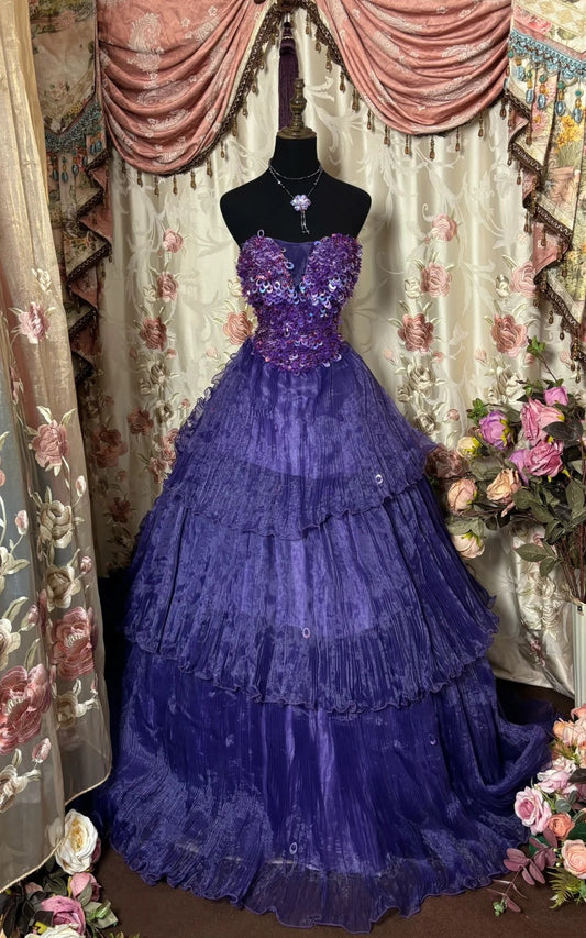 Luxurious A-Line Strapless Sweet 16th Sequins Beaded Prom Dress AP2822