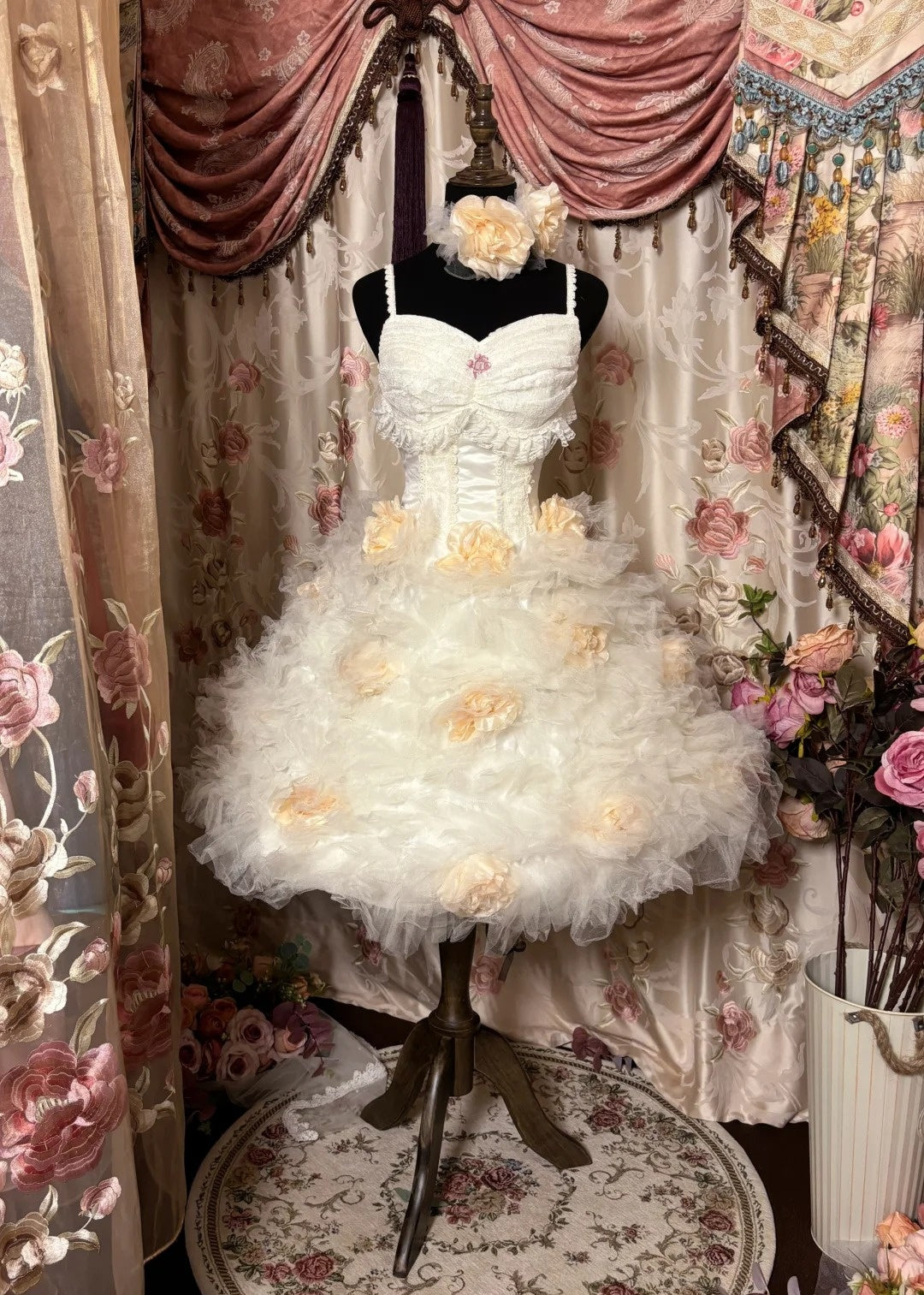 Adorable Spaghetti Straps A-Line Birthday Dresses Handmade Flowers Lace Tulle Crystal Homecoming Dress AP2852