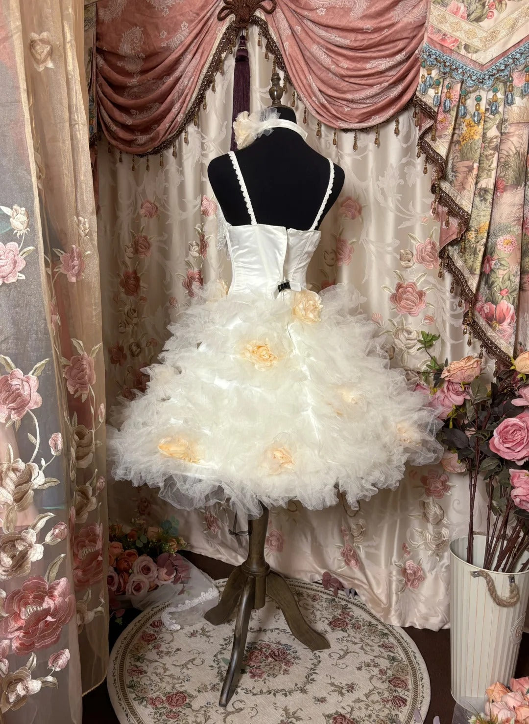 Adorable Spaghetti Straps A-Line Birthday Dresses Handmade Flowers Lace Tulle Crystal Homecoming Dress AP2852