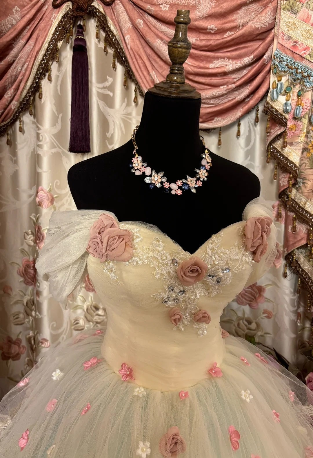 Bling Off-Shoulder A-Line Formal Dresses Appliques Crystals Pearls Prom Dress AP2858