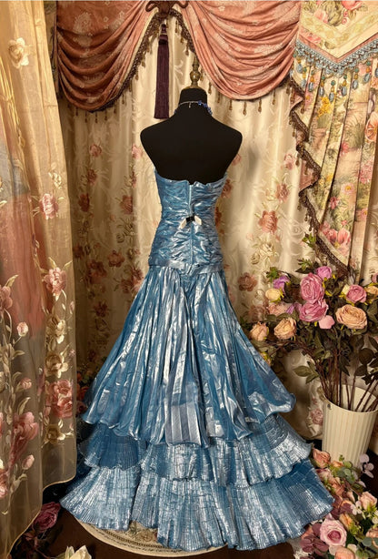 Fabulous Mermaid Strapless Pleated Sweet 16th Dress Sequins Handmade Flowers Feather Prom Dress AP2874