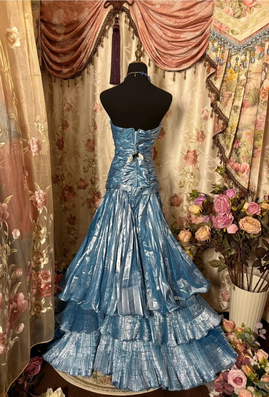 Fabulous Mermaid Strapless Pleated Sweet 16th Dress Sequins Handmade Flowers Feather Prom Dress AP2874