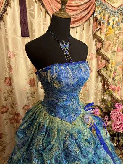 Chic A-Line Strapless Sweet 16th Dress Beading Petals Lace Sequins Prom Dress AP2875