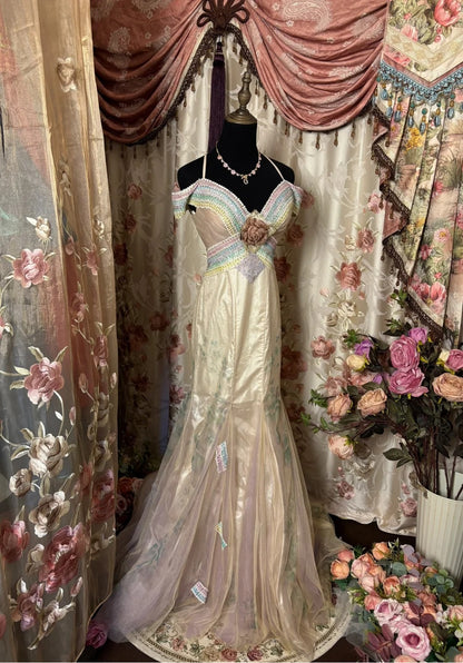 Luxury Off-Shoulder Mermaid Evening Gowns Handmade Flowers Sequins Beading Prom Dress AP2877