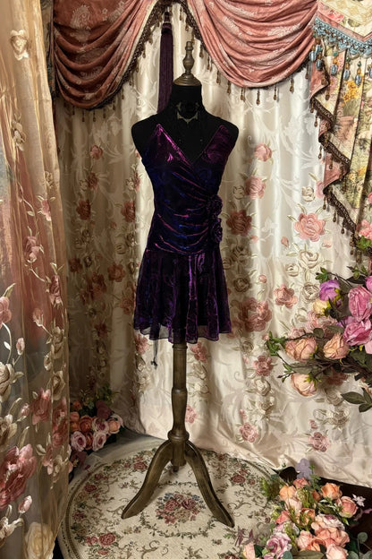 Classical V Neck A-Line Birthday Dresses Handmade Flowers Homecoming Dress AP2880