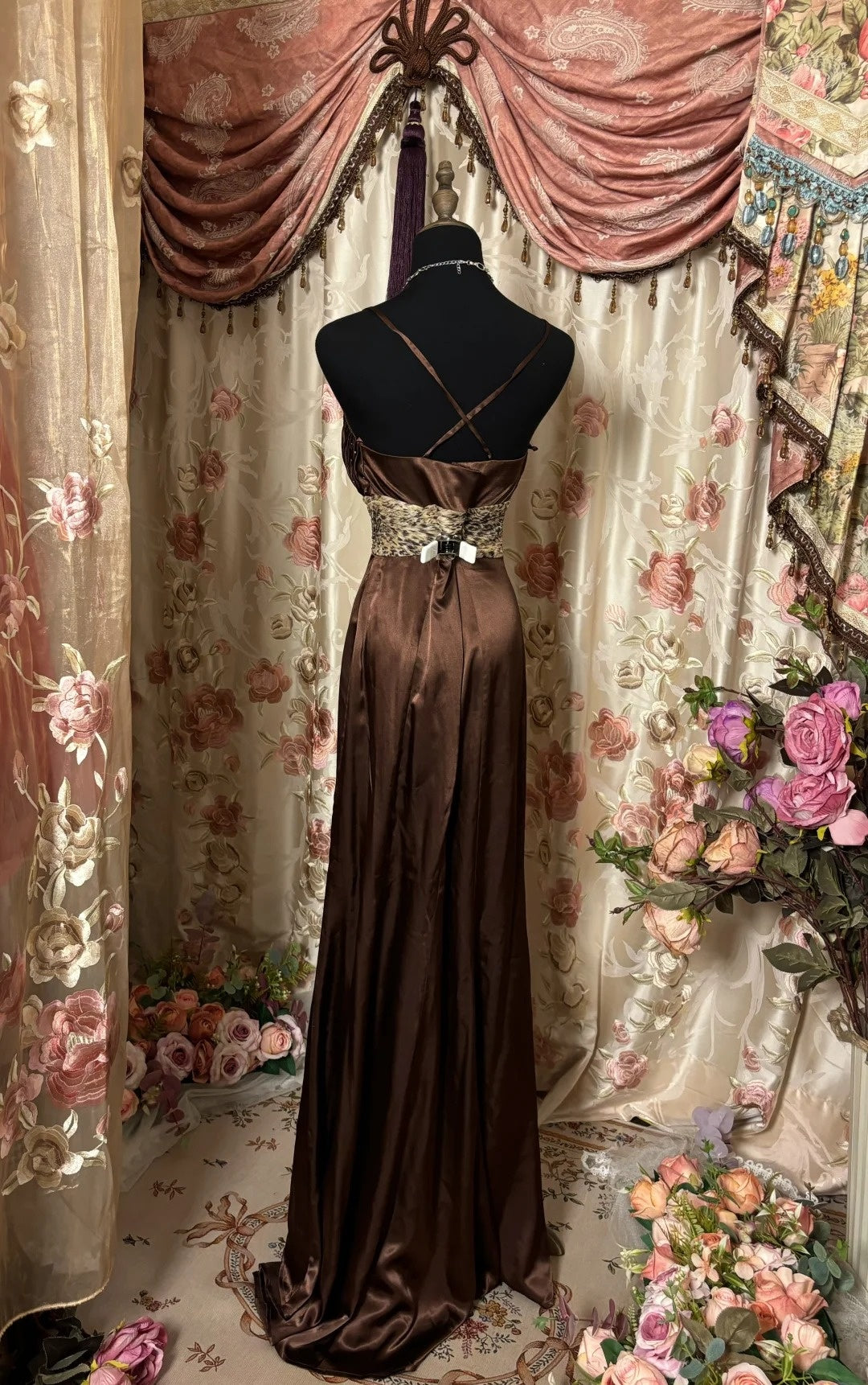Simple Spaghetti Strap Sheath Prom Dress Beads Leopard Formal Dresses AP2887