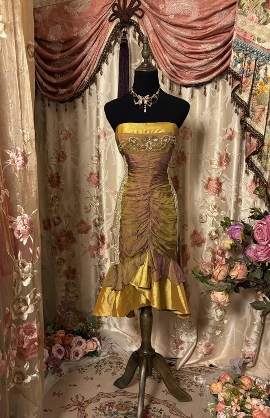 Dreamy Strapless Sheath Birthday Outfits Lace Sequins Crystals Ruched Homecoming Dress AP2888