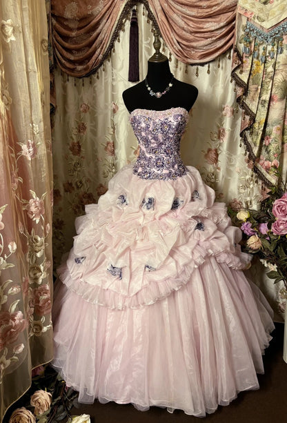 Sheen A-Line Strapless Sweet 16th Dress Rhinestones Sequins Appliques Prom Dress AP2890