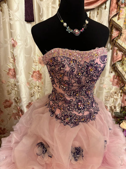 Sheen A-Line Strapless Sweet 16th Dress Rhinestones Sequins Appliques Prom Dress AP2890