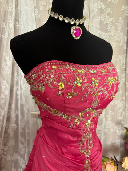 Dopamine Style A-Line Strapless Sweet 16th Gowns Sequins Crystals Beads Prom Dress AP2904