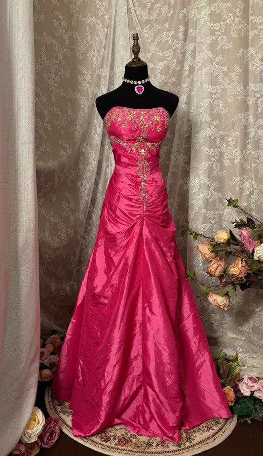 Dopamine Style A-Line Strapless Sweet 16th Gowns Sequins Crystals Beads Prom Dress AP2904