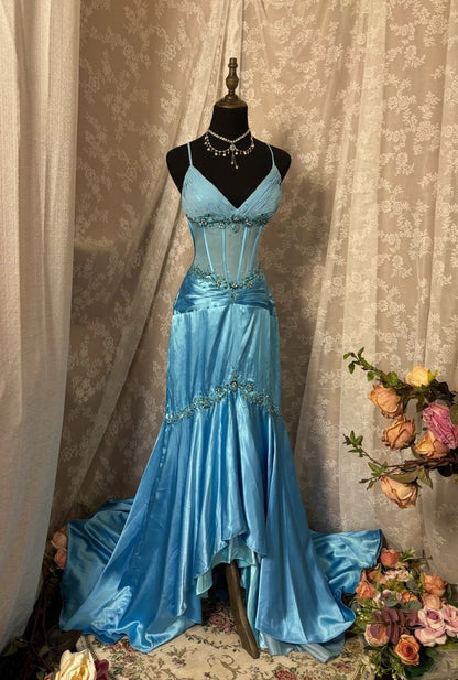 Fitted V-Neck Sheath Prom Dress Beads Sequins Crystals Formal Dresses AP2913