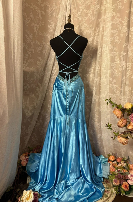 Fitted V-Neck Sheath Prom Dress Beads Sequins Crystals Formal Dresses AP2913