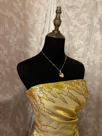 Ornate Strapless Mermaid Sweet 16th Gowns Sequins Tiered Ruched Prom Dress AP2928