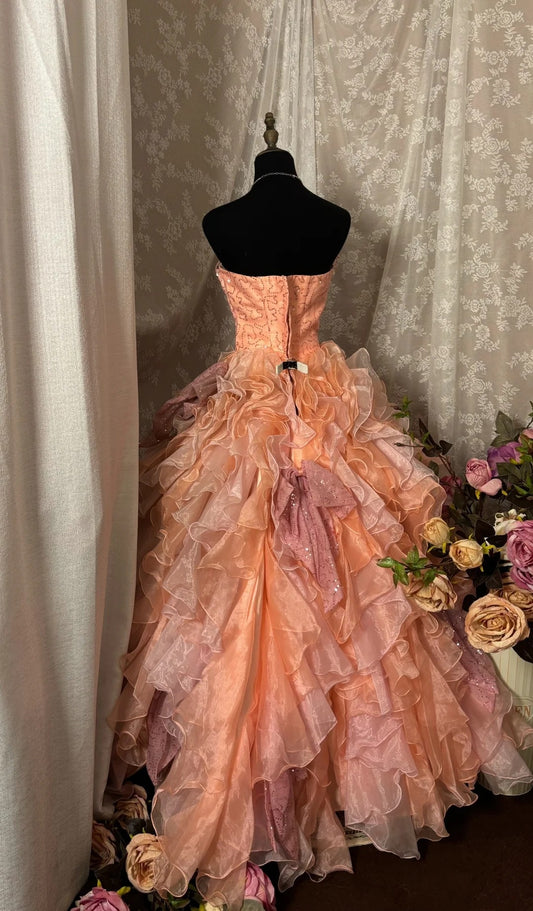 Chic A-Line Strapless Sweet 16th Dress Sequins Bow Tulle Prom Dress AP2930