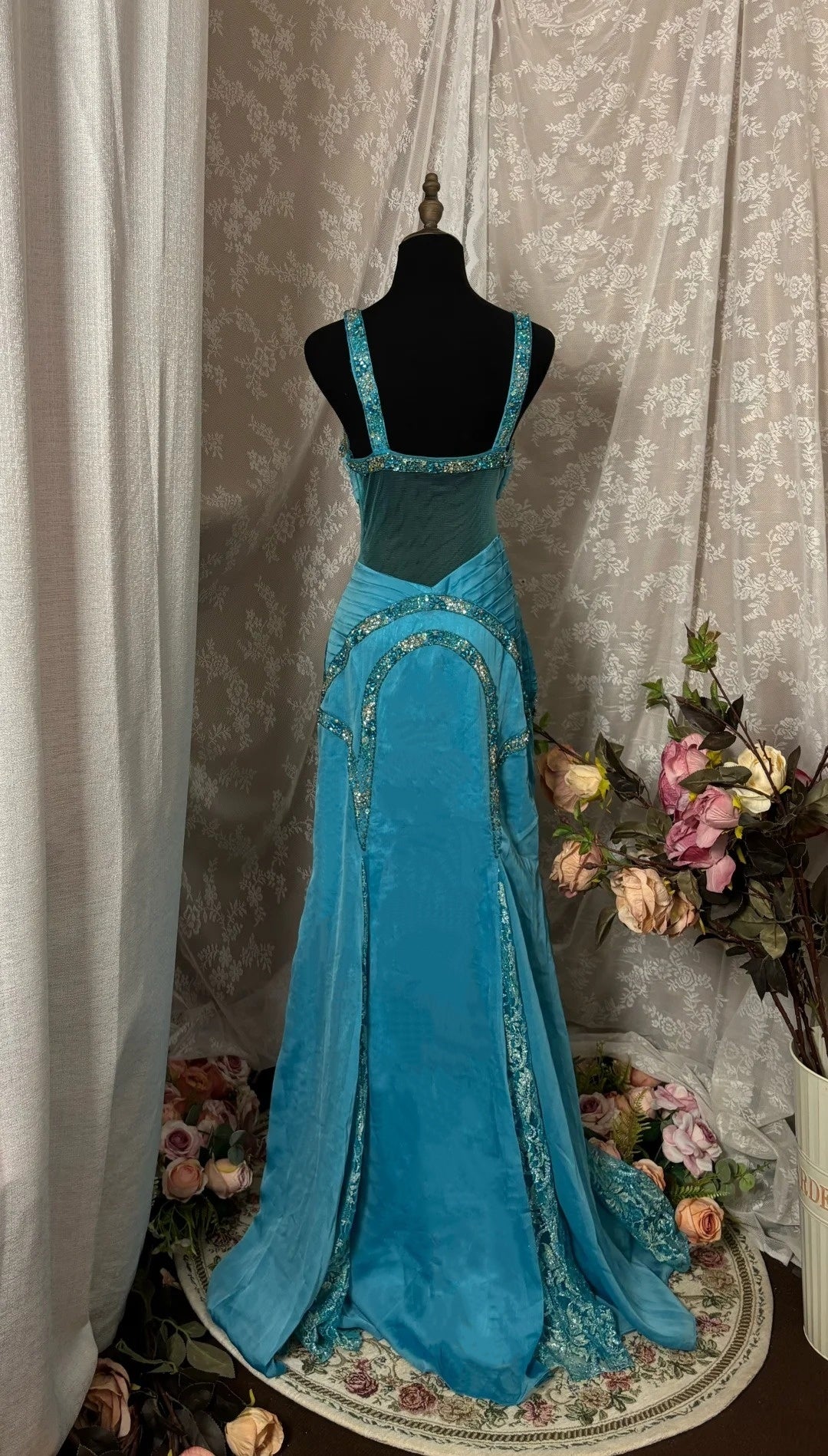 Graceful Spaghetti Strap Sheath Prom Dress Beads Crystals Pleated Formal Dresses AP2933