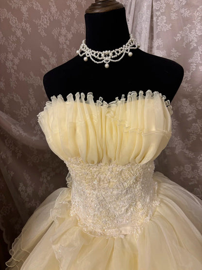 Fantastic A-Line Strapless Sweet 16th Dress Beading Appliques Sequins Tulle Prom Dress AP2936