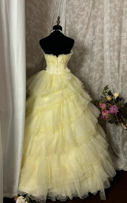 Fantastic A-Line Strapless Sweet 16th Dress Beading Appliques Sequins Tulle Prom Dress AP2936