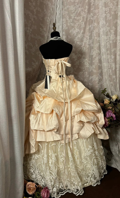 Sweet A-Line Strapless Sweet 16th Dresses Sequins Crystals Appliques Lace Prom Dress AP2937