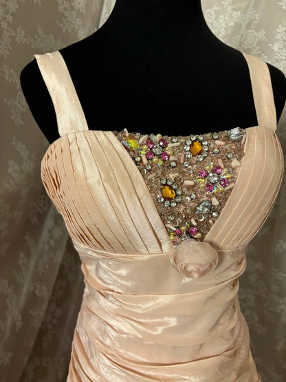 Stunning Spaghetti Strap A-Line Prom Dress Sequins Tassel Handmade Flower Rhinestone Evening Dresses AP2947