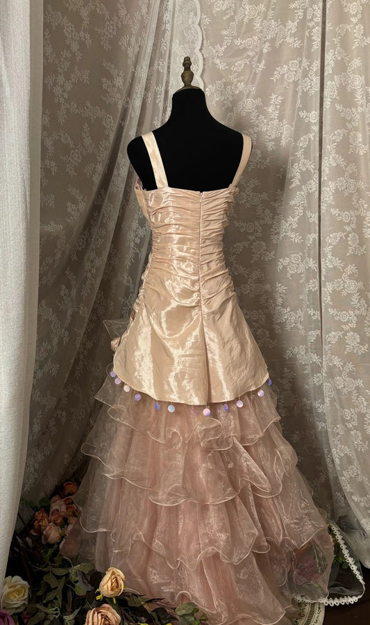 Stunning Spaghetti Strap A-Line Prom Dress Sequins Tassel Handmade Flower Rhinestone Evening Dresses AP2947