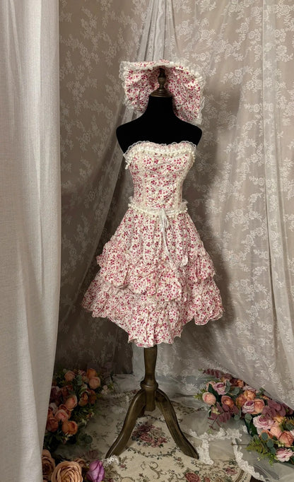 Fashionable Strapless A-Line Birthday Gowns Lace Floral Homecoming Dress AP2951