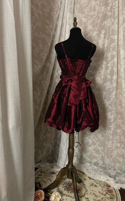 Adorable Spaghetti Straps A-Line Birthday Gowns Red Handmade Flower Homecoming Dress AP2960