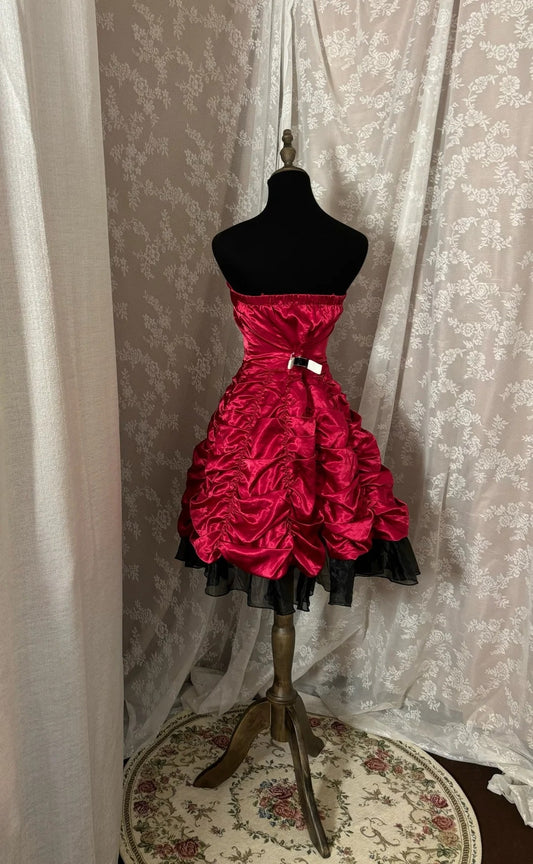 Stylish Strapless A-Line Birthday Gowns Red Ruched Homecoming Dress AP2964