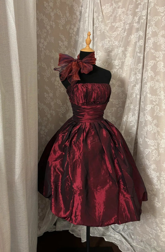 Sexy Strapless A-Line Birthday Gowns Red Satin Homecoming Dress AP2969