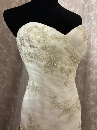 Glittering Strapless Mermaid Bridal Gowns Sequins Appliques Beads Tulle Train Wedding Dress AP2970