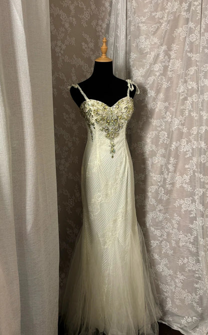 Pretty Spaghetti Straps Mermaid Formal Dresses Sequins Rhinestones Beads Prom Dress AP2972