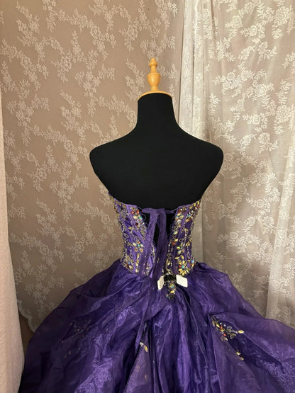 Fancy Sweetheart Neck A-Line Ball Gowns Crystals Sequins Purple Prom Dress AP2974