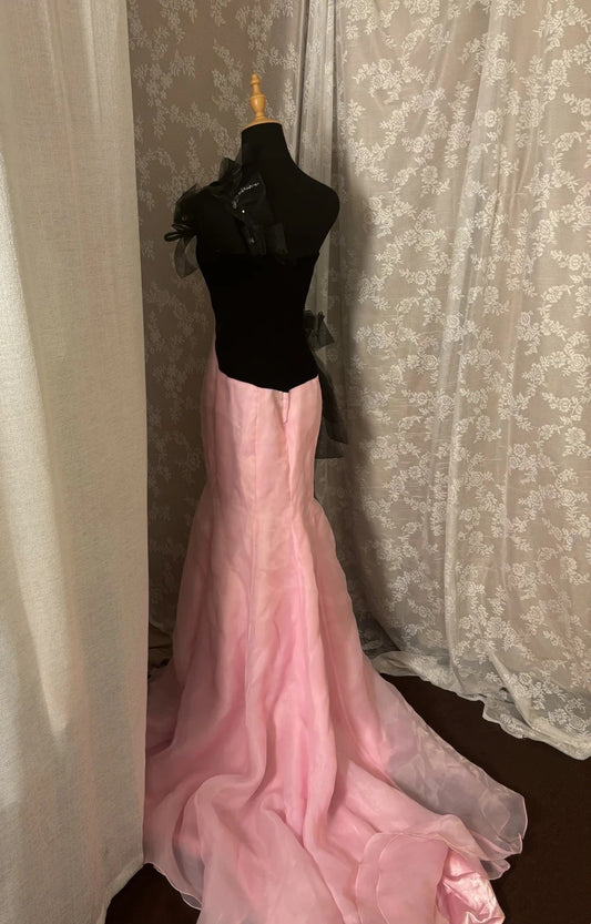 Gen Z Style Strapless Mermaid Evening Gowns Handmade Flowers Sequins Slit Prom Dress AP2978