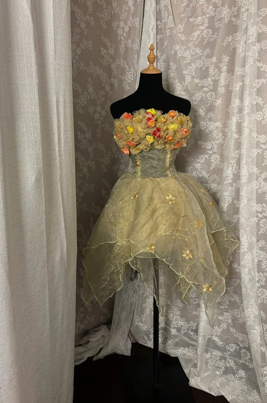 Ornate Strapless A-Line Birthday Gowns Handmade Flowers Sequins Appliques Homecoming Dress AP2979