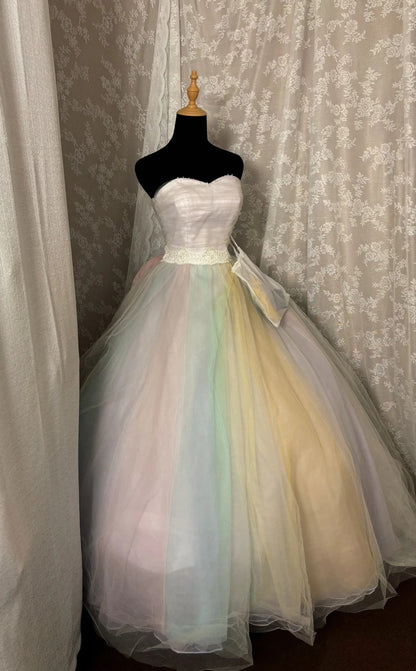 Dopamine Style Strapless A-Line Evening Dress Handmade Flowers Sequins Lace Prom Dress AP2983